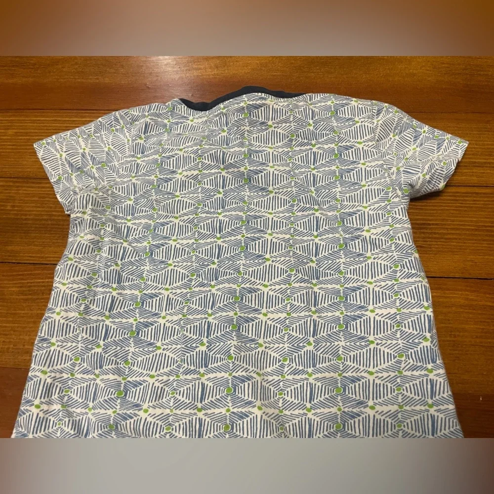Burt's Bees Baby Short-Sleeve Cotton Romper in Blue & Lime Green Size 24 Months